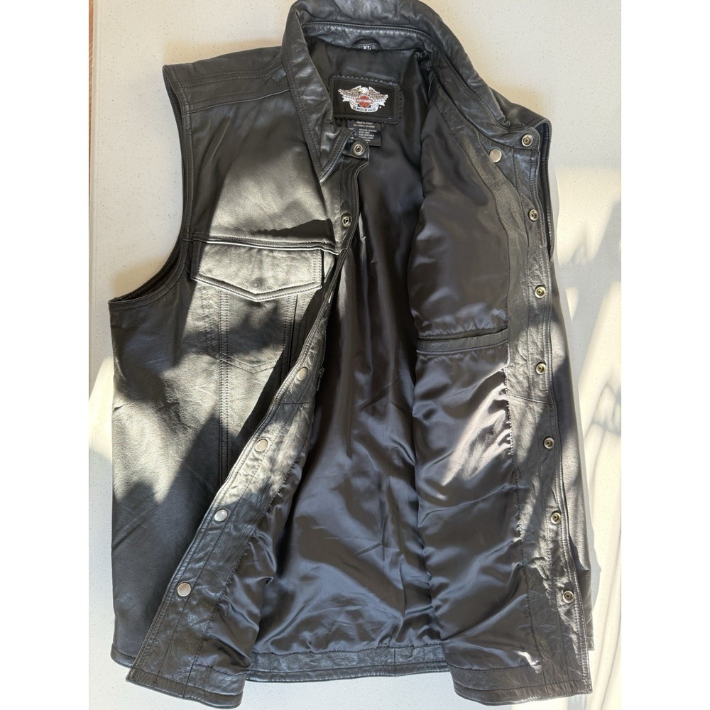 Harley Davidson Men's Switchback Blade Skull Black Leather Jacket XL - Picture 8 of 13